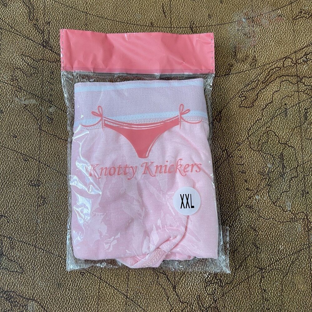NEW.   Knotty Knickers. XXL. Solid Pink. Bikini. Cotton.  Panties.